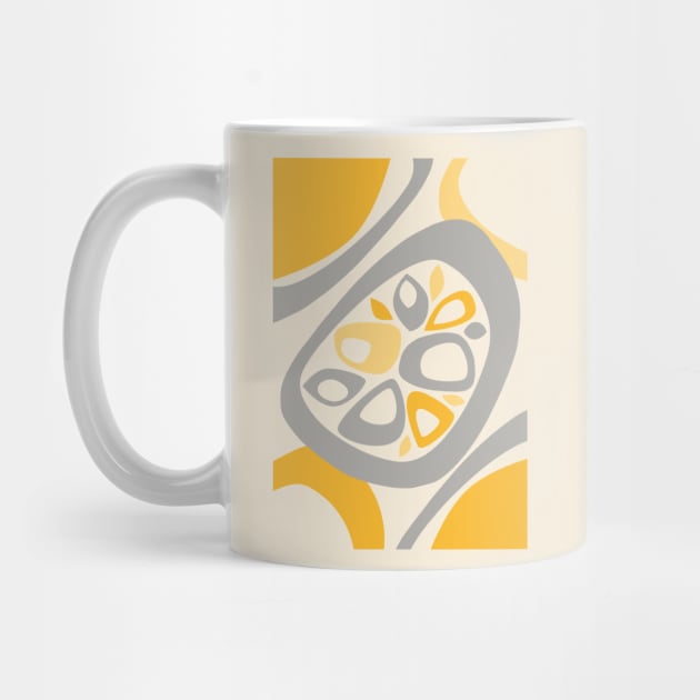 Mid Century Modern Abstract Shapes Yellow, Grey by tramasdesign